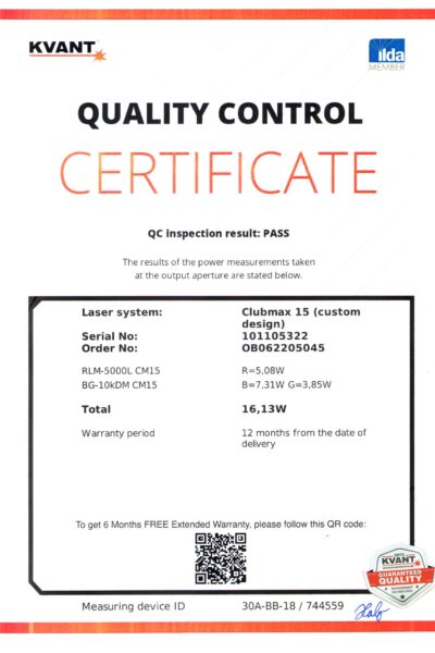 Kvant CM 16W certificate